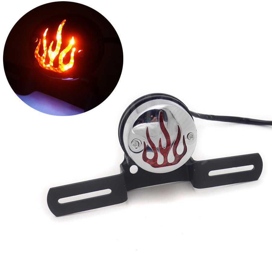 LED Flame Rear Tail Brake Stop Light Chopper Cafe Racer Old School Bobber Custom Q