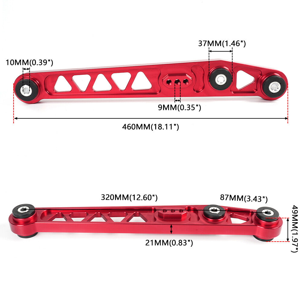 1 Pair Red Rear Lower Control Arm Red Billet For 96-00 EK DX SI w/ Bushing Q