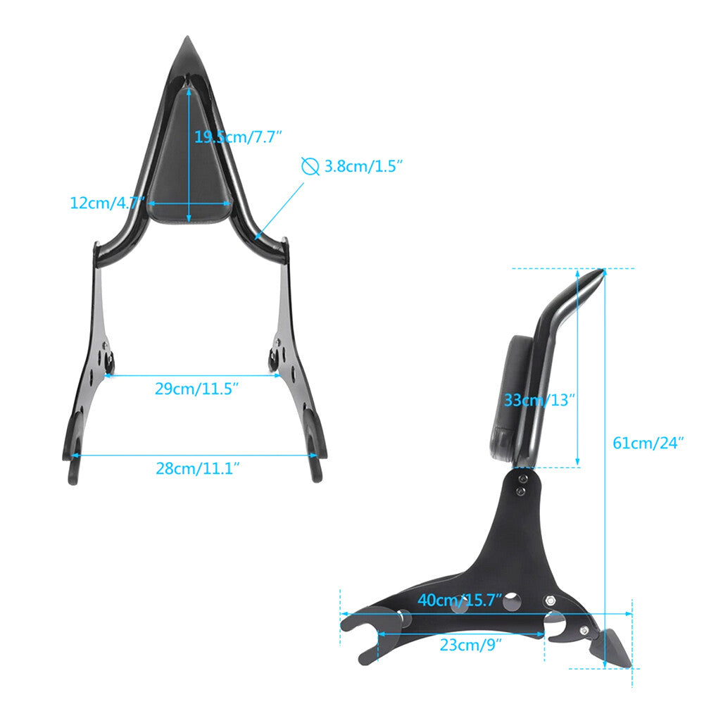 24-inch Sisi bar backrest suitable for Indian Sheikhs/Roadmasters/Challengers 2014-2024