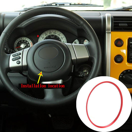 Red alloy steering wheel logo ring trim for Toyota FJ Cruiser 2007-21 Q