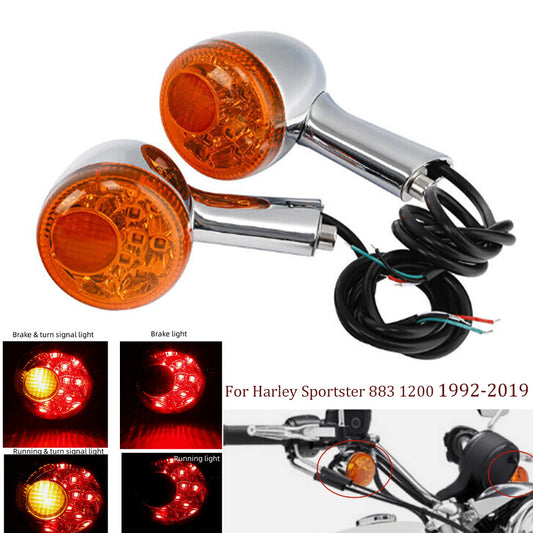 Chrome rear turn signal LED amber lights for Harley Davidson Sportster 883 1200- n