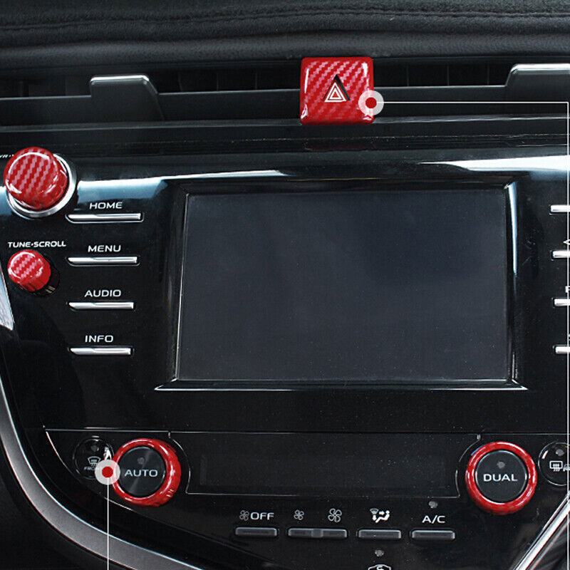 5P Red Carbon Fiber Central Console AC Switch Button Trim for Toyota for Camry 18-21