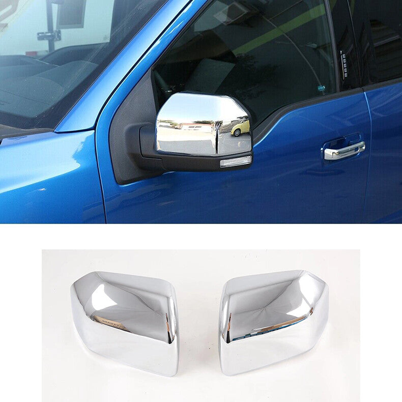 for Ford F150 F-150 2015-2020 Chrome Side Rearview Mirrors Cover caps Trim decor