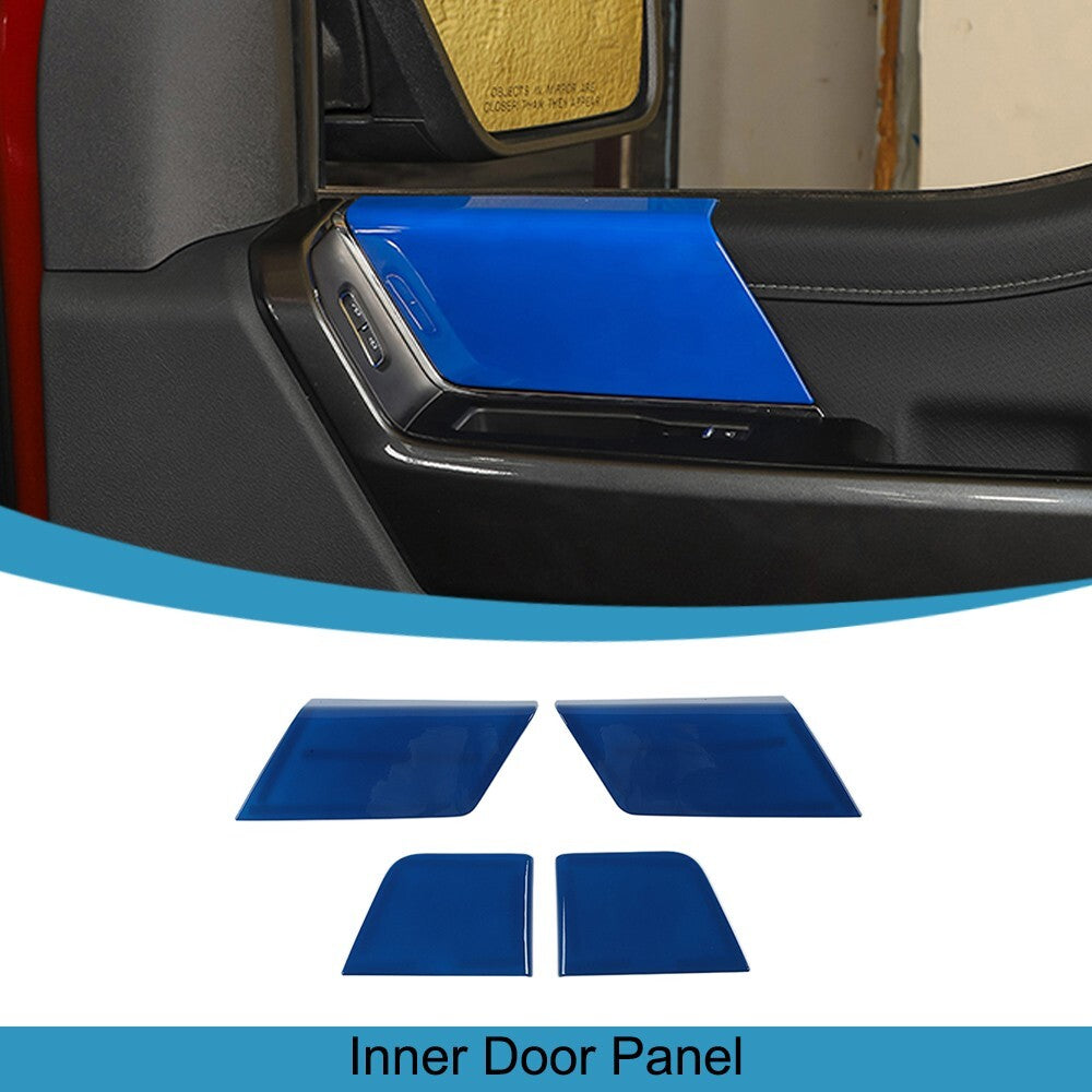 4PCS Blue Front Rear Inner Door Panel Cover Trim for Ford F150 2021 2022 2023