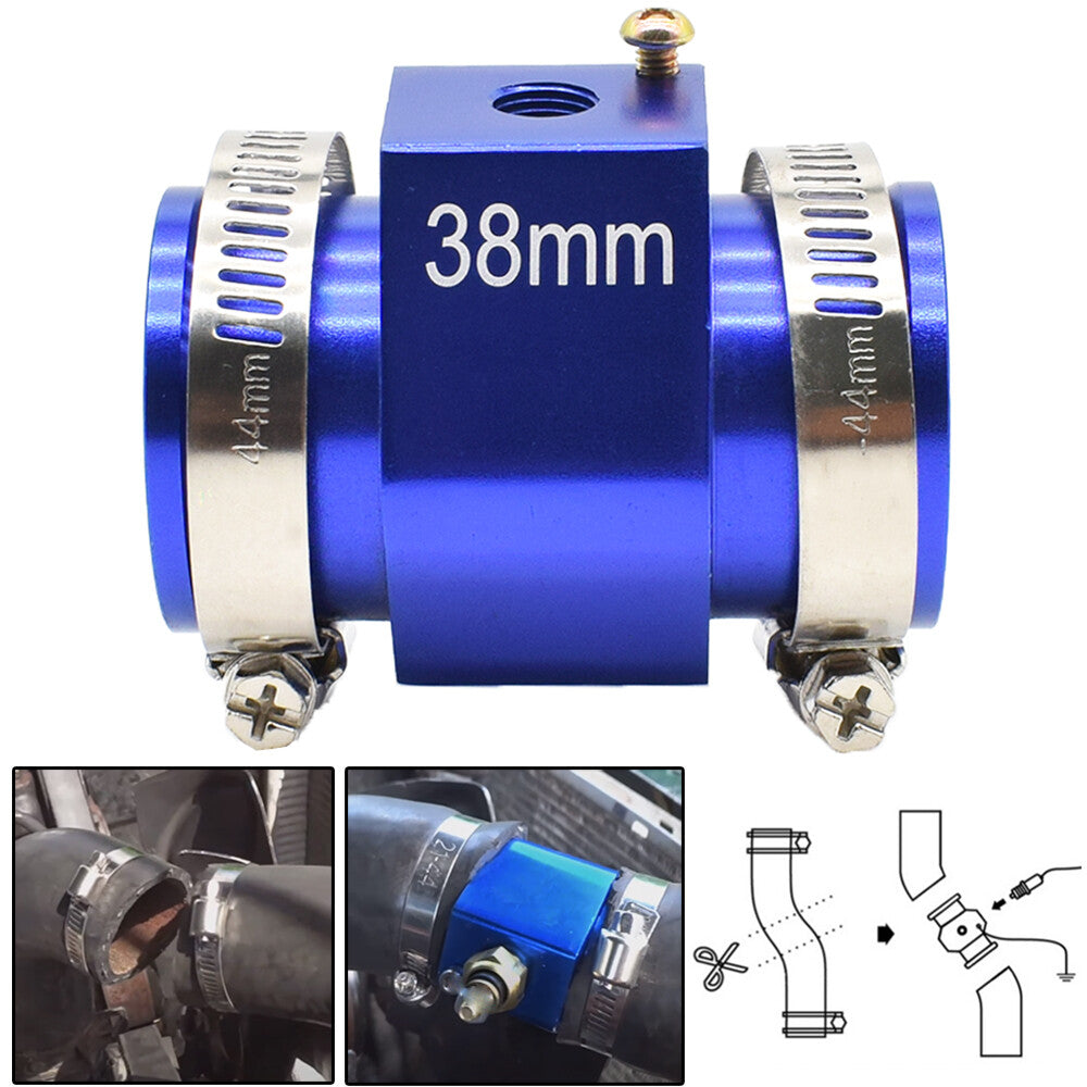 38mm Coolant Radiator Hose Joint Pipe W/ Clamps Sensor Kit For Water Temp Gauge Q
