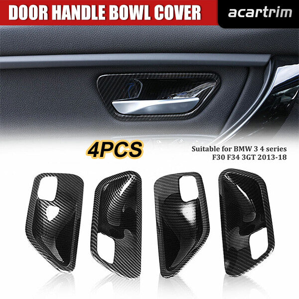 Car Interior Carbon Fiber Door Handle Bowl Cover for BMW 3 Series F30 2013-2018