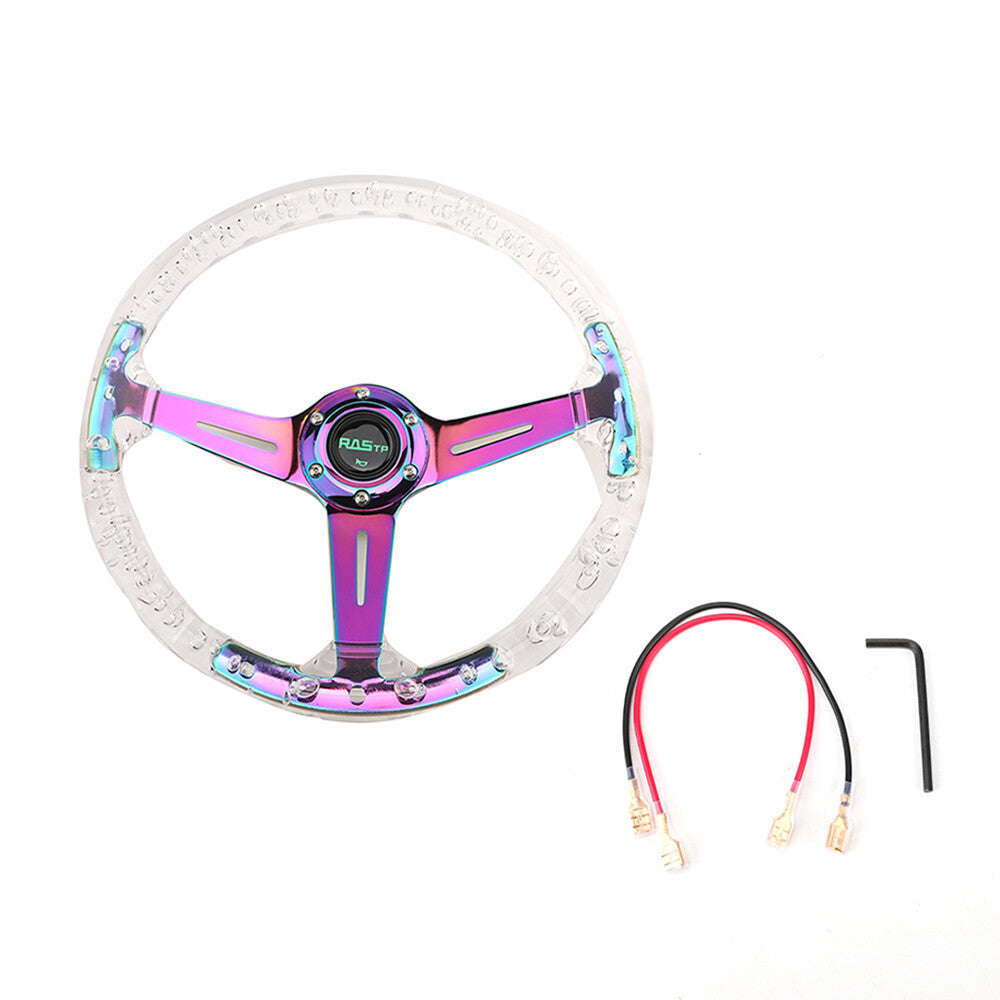 14 350mm Aluminum Racing Acrylic Steering Wheel with Quick Release Neo Chrome