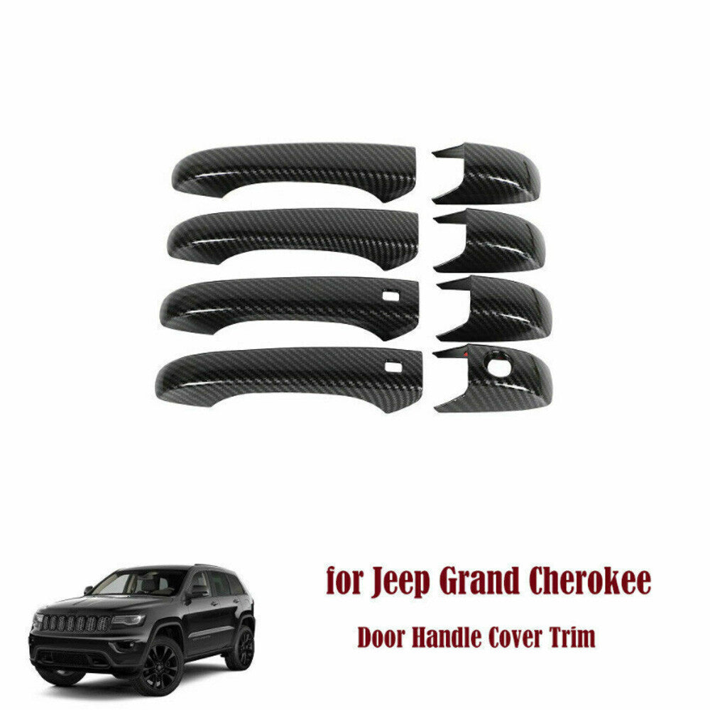 Carbon fiber style door handle cover trim for Jeep Grand Cherokee 2011 - 2021 - n