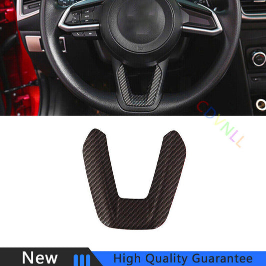 for Mazda 3 Axela 2017-18 ABS Carbon Fiber Look Steering Wheel Panel Cover Trim