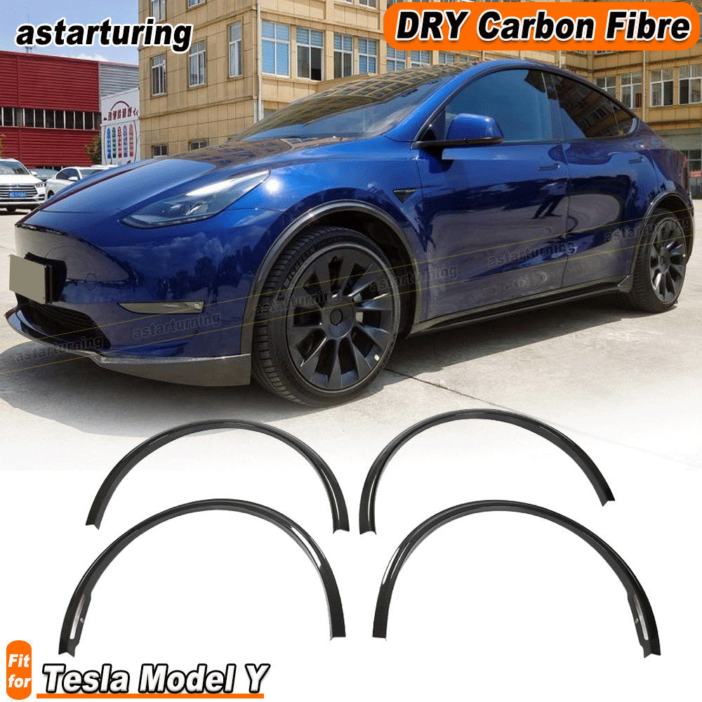 Fit for Tesla for Model Y 2019-21 DRY Carbon Fender Flare Kit Wheel Arch Cover Trim