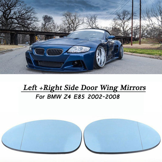 A pair of blue heated side mirrors for BMW E81 E87 E82 E90-93 / NO Z4