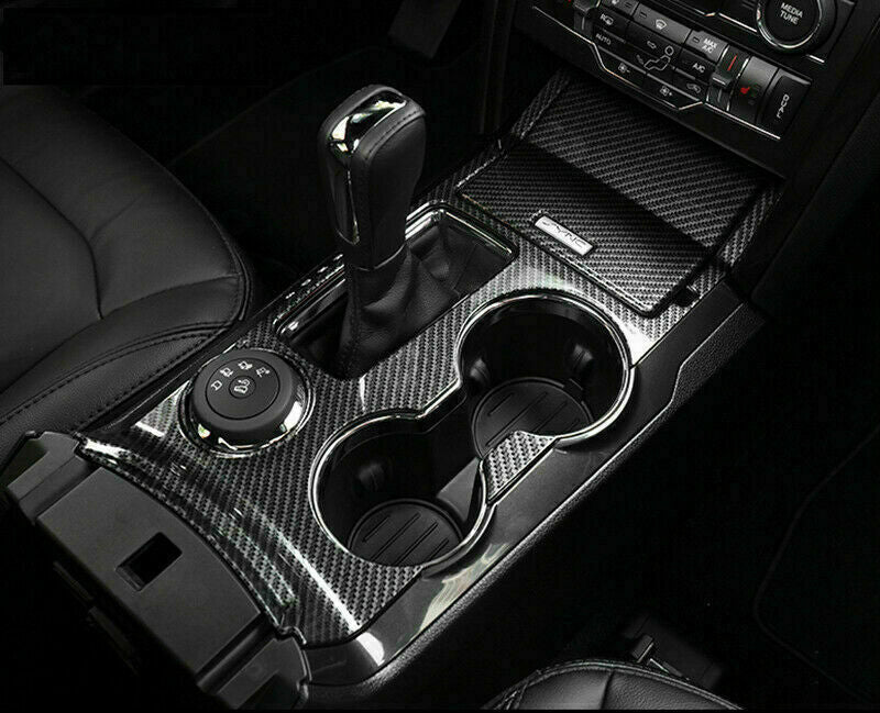 for Ford Explorer 2013-2019 Carbon Fiber Gear Shift Box  Water Cup Panel Cover