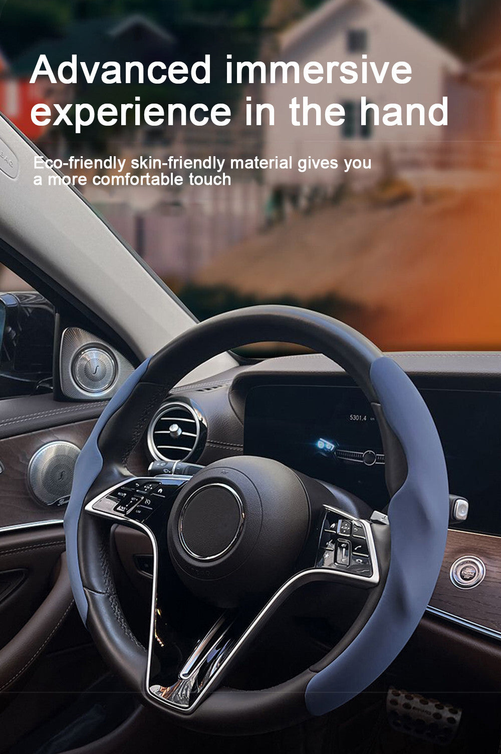 Car Steering Wheel Cover Anti-skid Booster Protector For 38cm/15in Accessory