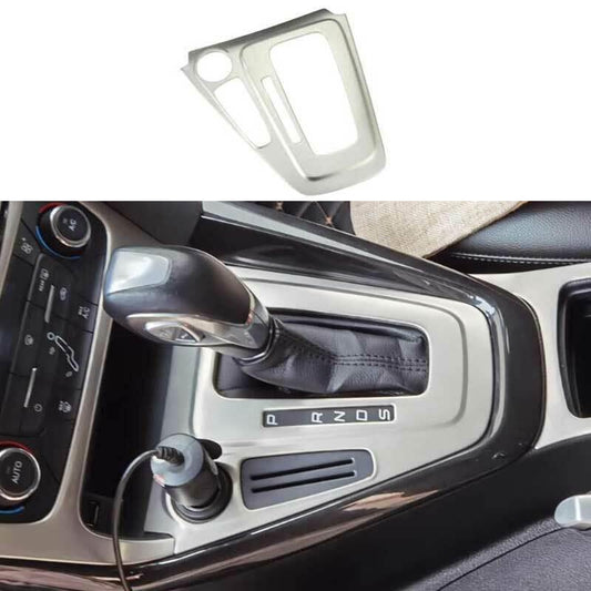 AT Silver Steel Console Gear Shift Frame Cover Trim 1PCS for Ford Focus 2015-18