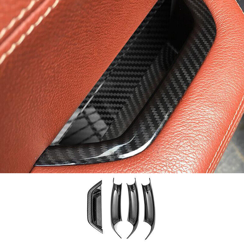 for BMW X3 F25 2011-2017 Carbon Fiber Look Interior Door Armrest Tray Cover Trim