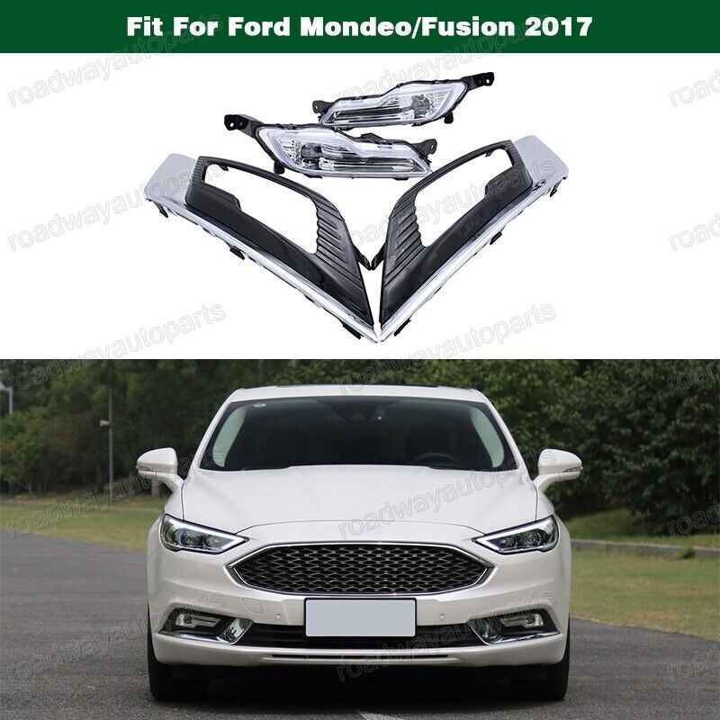 LED Bumper Fog Driving Lights Lamps w/cover chrome for Ford Mondeo/Fusion 2017