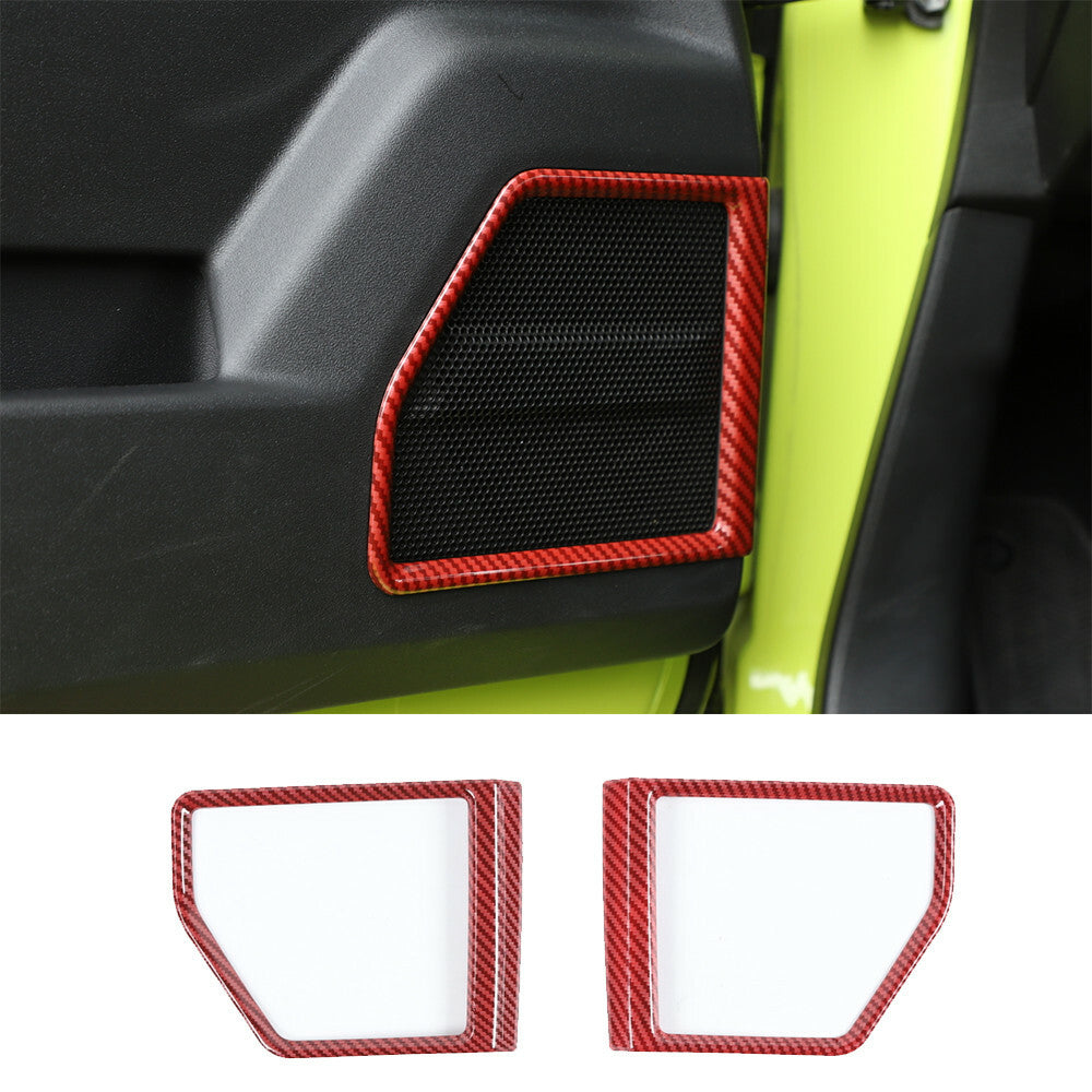 Interior Door Speaker Cover Trim for Suzuki for Jimny 2019-2022 ABS Red Carbon Fiber