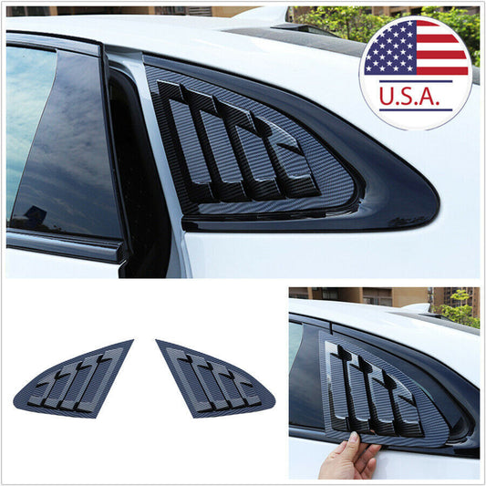 2x New Carbon Fiber Look Side Window Louver Shutter Cover For 16-20 Chevy Malibu