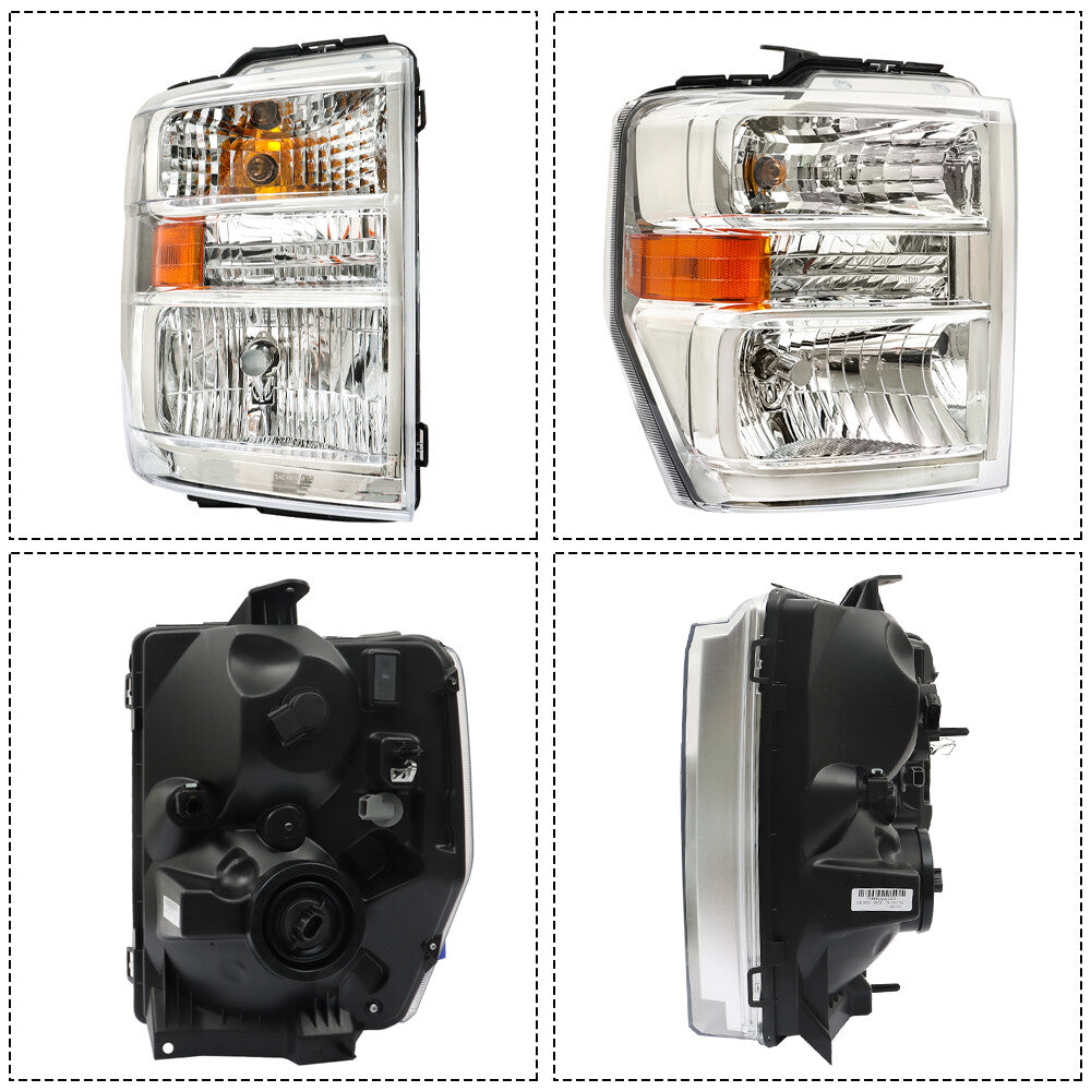 Headlights suitable for 2008-2014 E150, E250, E350, and E450 models: Left + Right halogen lights. n