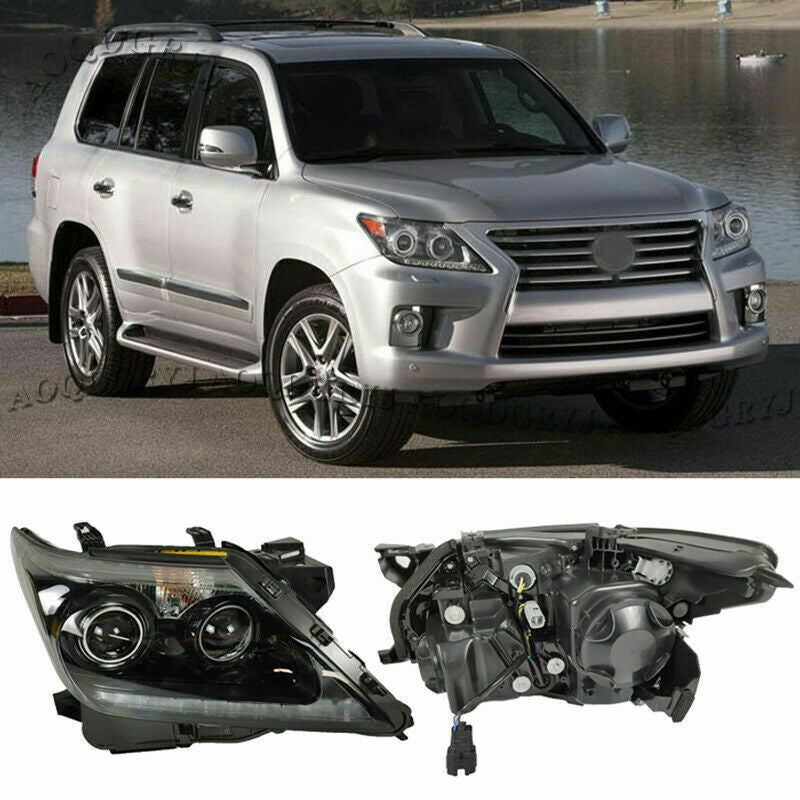 for LEXUS LX570 2008-2015 Smoky LED Headlight Assembly Sequential Turn Signal 2P