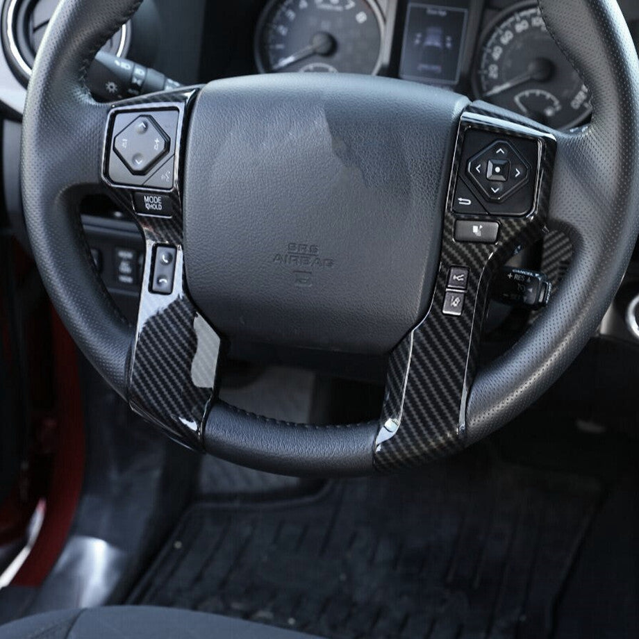 Accessories Carbon Fiber Car Steering Wheel Cover Trim For 4Runner 10-23 v