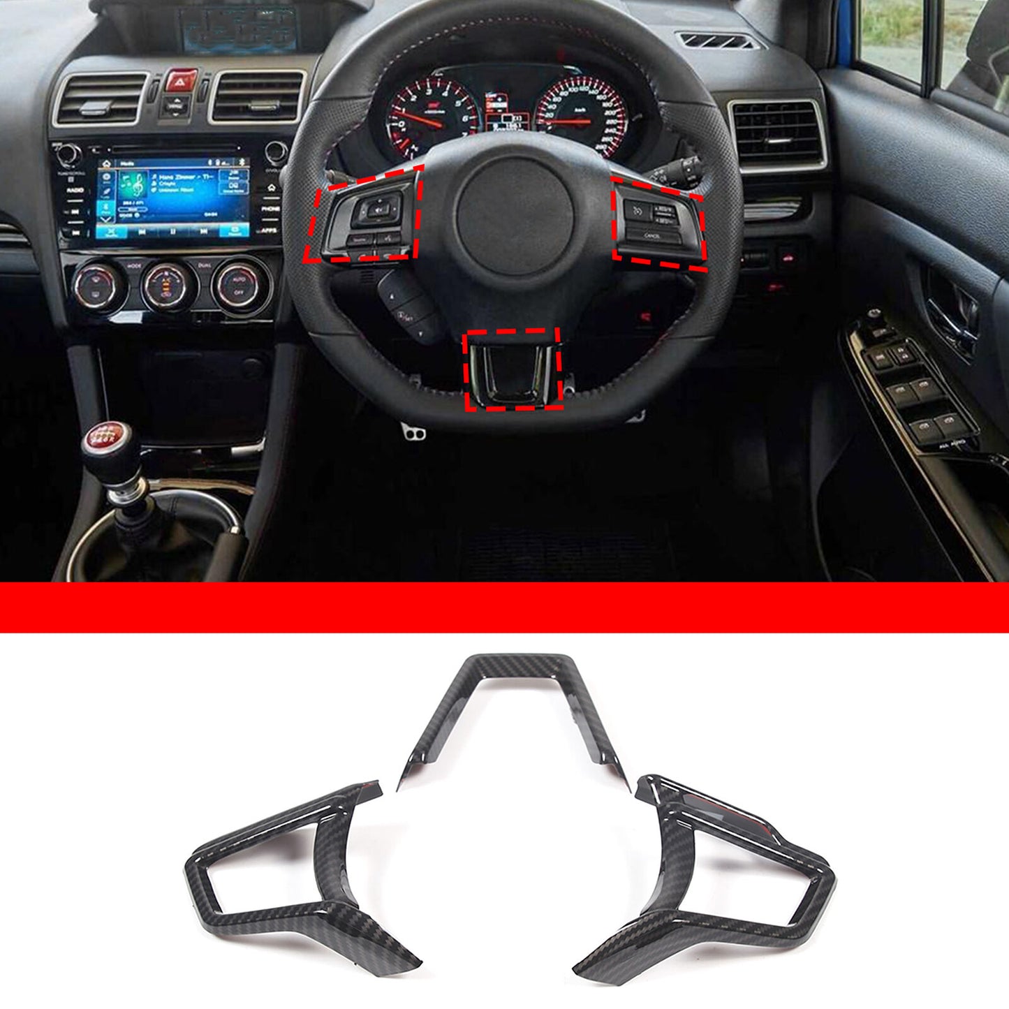 Matte Black Steering Wheel Frame Cover Trim Trim for Tundr@ 2022-23- v