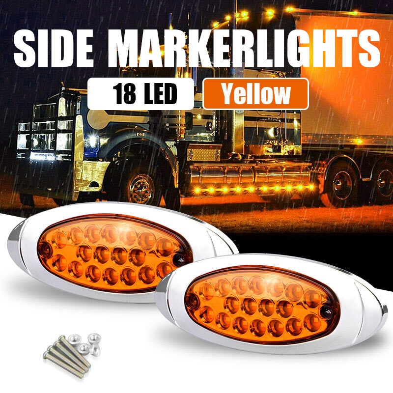 2x Side Marker Clearance Trailer Truck 18 LED Turn Signal Light Amber Waterproof