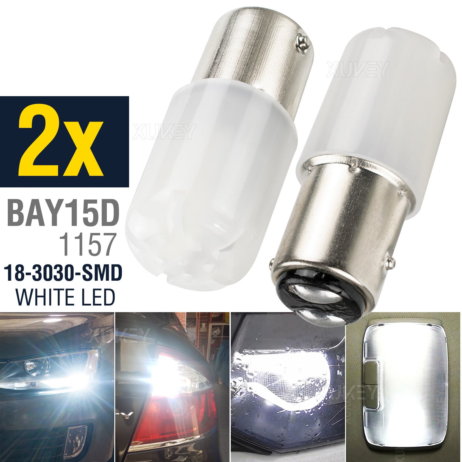 2X BAY15D 3030-SMD LED 1157 DUAL FILAMENT BRAKE STOP TAIL LIGHT BULBS GLOBE DRL