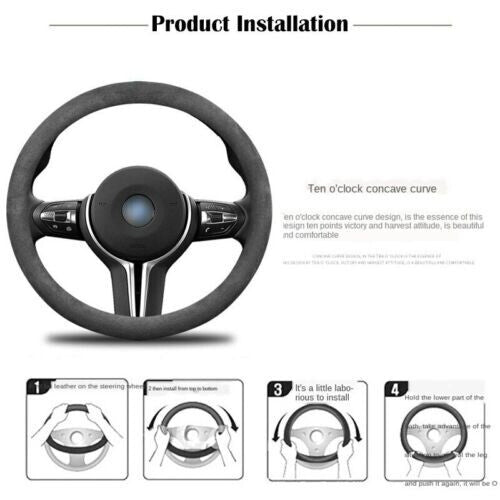 Black Steering Wheel Cover Suede Car Breathable Comfortable Protector 4 Season Q