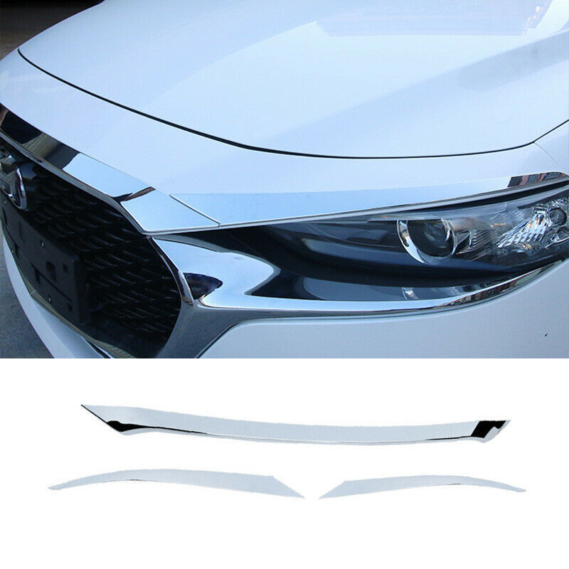 for Mazda 3 Axela 2019-2022 Chromed Engine Hood Panel Headlight eyebrow Trims