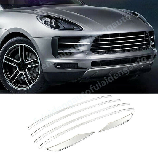 for Porsche Macan 2019-21 Chrome Stainless Front Grilles Grill Cover Trim Strips
