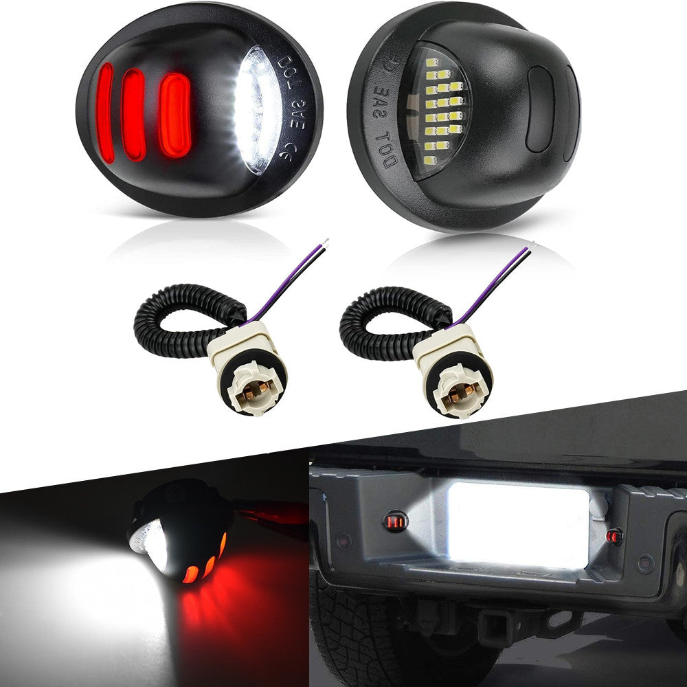 2-Piece Wiring Harness Socket for F150 F250 F350 Red LED License Plate Light Strip n