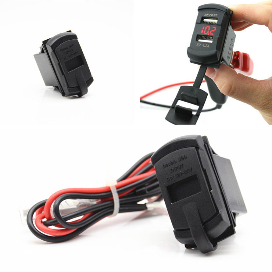 Car Boat 12V Dual Port USB Charger Socket Voltage Voltmeter Jack Panel Adapter