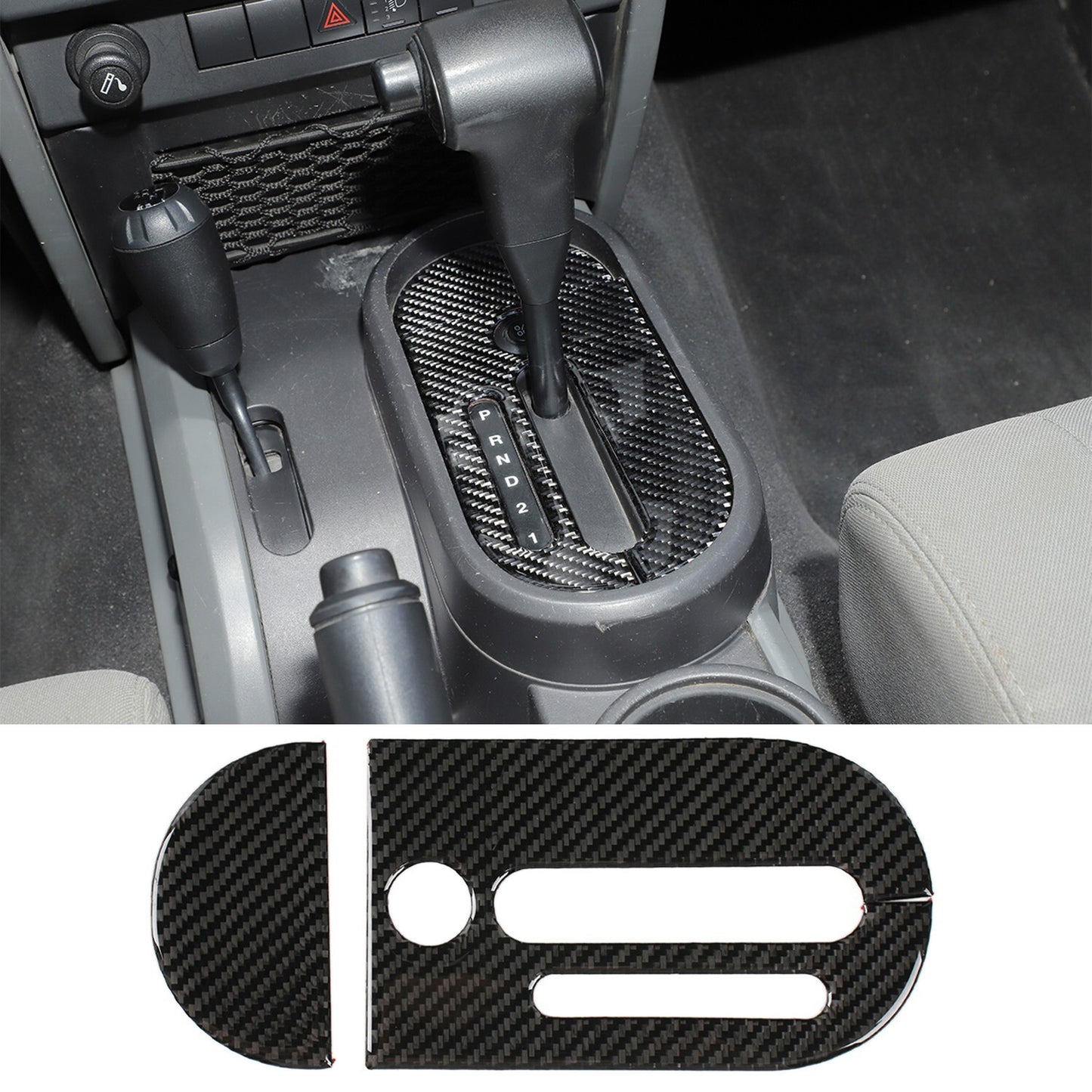for Jeep for Wrangler JK 07-10 Gear Shift Panel Cover Trim Carbon Fiber 2-PACK