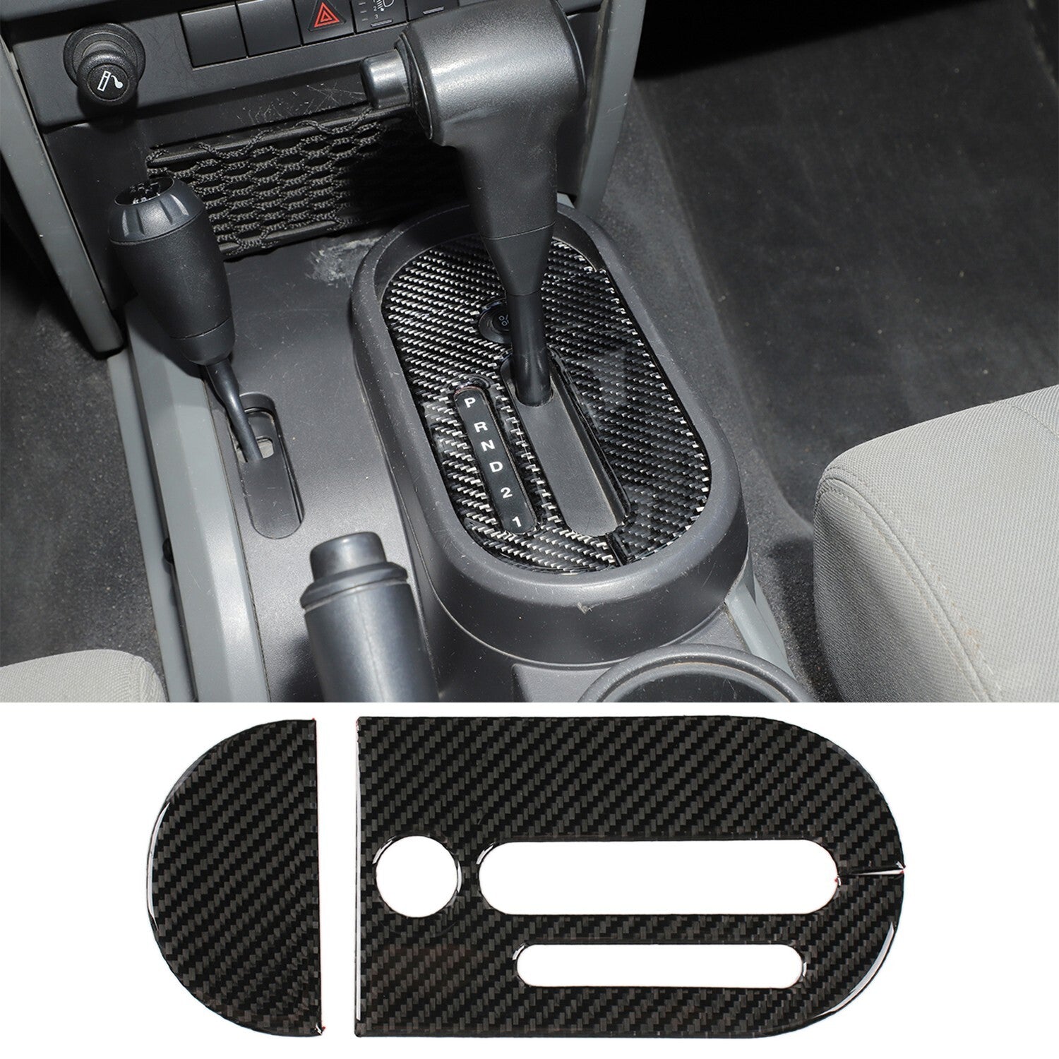 for Jeep for Wrangler JK 07-10 Gear Shift Panel Cover Trim Carbon Fiber 2-PACK