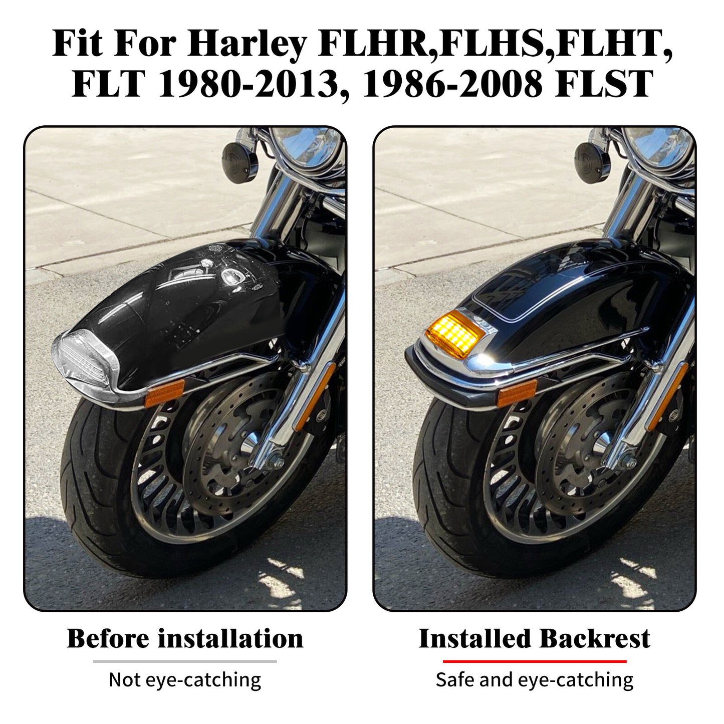 Front Fender w/ Amber Lens Tip LED Light for Harley Electra Road Glide Softail Q