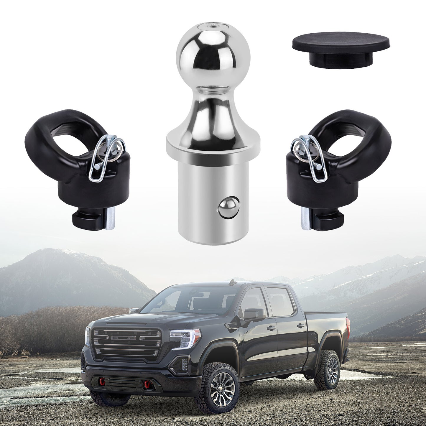 60618 Gooseneck Trailer Hitch Ball & Safety Chain Kit for Ram 2500 3500 2013-24 v