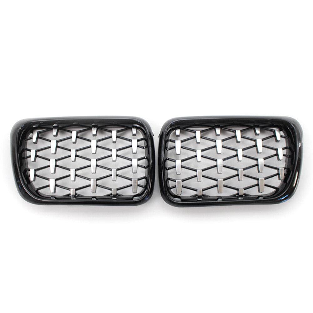 Front Grill Latest Style Shiny Black Frame Diamond Fits for BMW E36 3 Series 1997-99