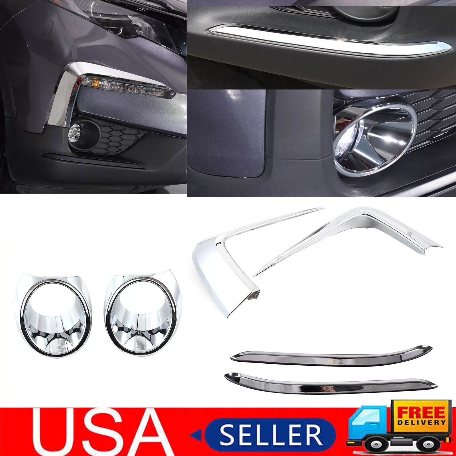 Front fog light eyebrow fog light protector cover bumper corner trim for Honda Pilot 19-22