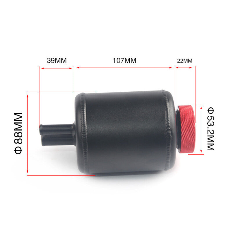 Black General Motors Racing Power Steering Fluid Reservoir with Clips - n