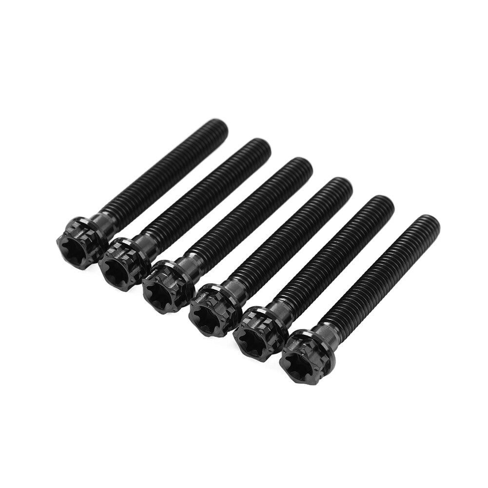 6pcs Bolts Torx Head Flange Screws M6x45mm Black For Motorcycle Bike