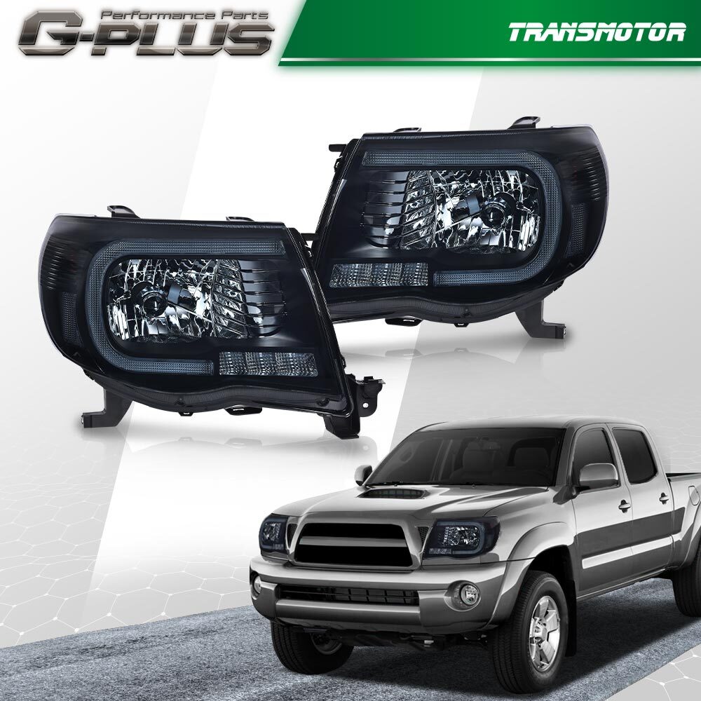 Suitable for 2005-2011 Tacoma 1 dual-smoke LED tube DRL headlight smoke- v