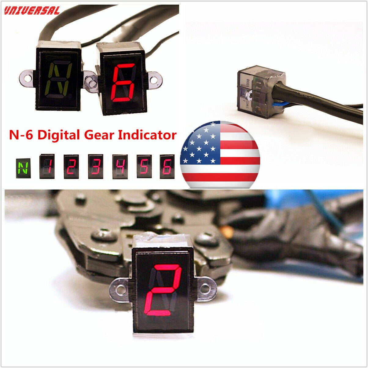 Waterproof Universal 12V 6 Speed N-6 Digital Shift Lever Gear Indicator Display Q