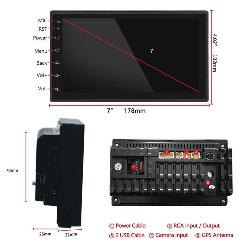 7-inch in-car GPS with built-in wireless CarPlay Android navigation and radio connection. n