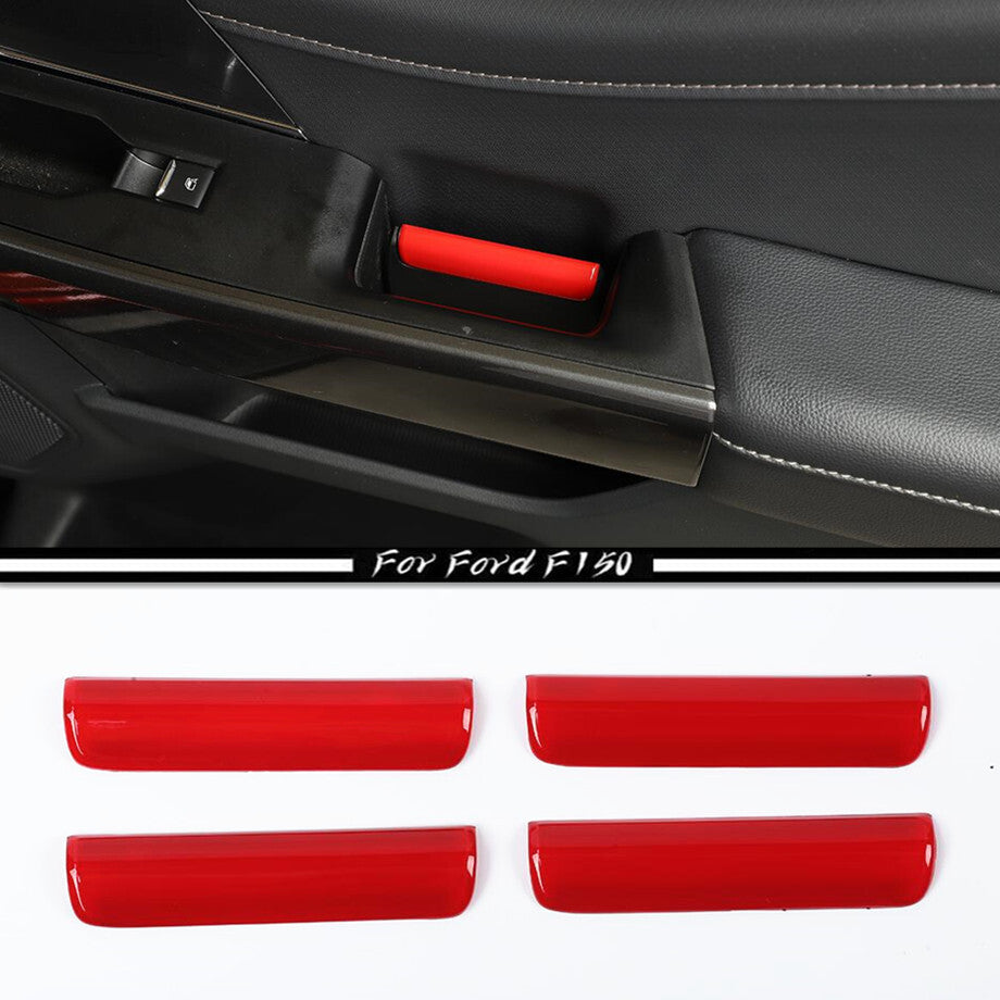 4P Car Inner Door Handle Trim Strips For F150 2021-2023 Accessories Red ABS v