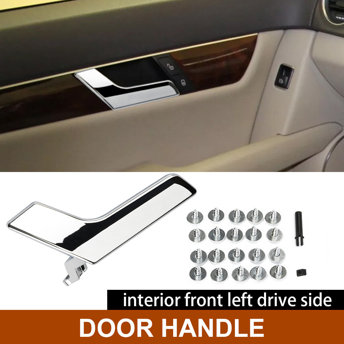 Left drive interior door handle repair kit with shiny chrome plating for C250 C300 C400 n