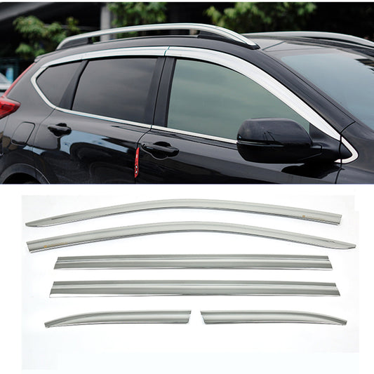 6X Chrome Window Visor Vent Shade Rain Guard Deflector for Honda CR-V CRV 12-16