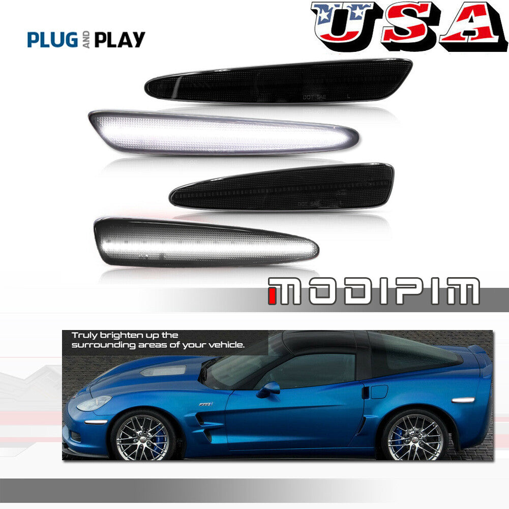 LED side marker lights for front and rear fenders on 05-13 for Chevrolet C6 for Corvette Cold White