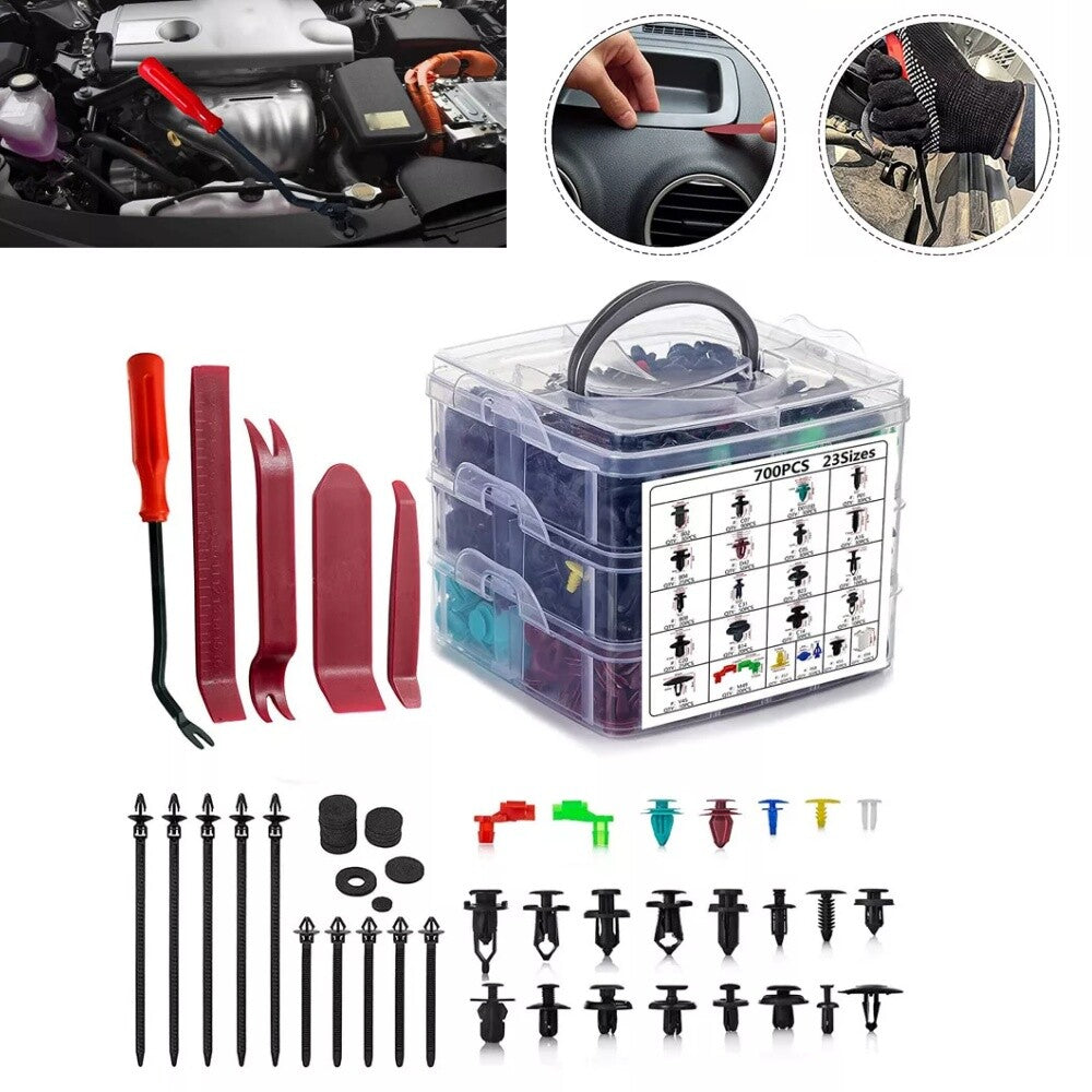 745Pcs Car Plastic Fender Bumper Trim Retainer Rivets Fastener Clips 23 Sizes