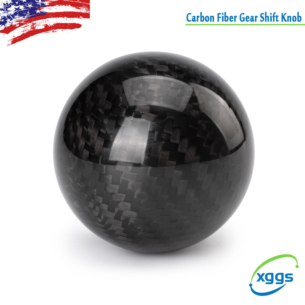 Round spherical black carbon fiber car gear shift lever Q